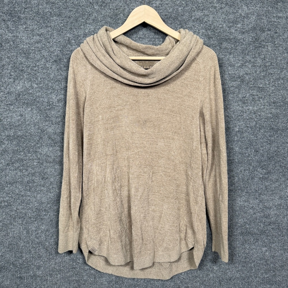 Barefoot Dreams Sweater Size Small Cozy Ultra Lite Cowl Neck‎ Tan Lounge Casual
